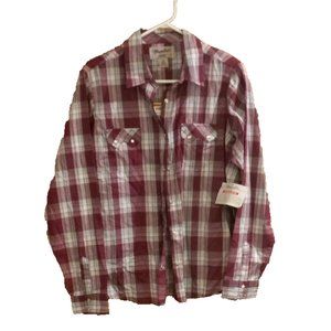 wrangler wrancher shirt Womans XXL pearl snap new with tags pink plaid western